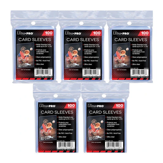 5x Ultra Pro Standard Size Card Sleeves (100 Sleeves) Multipak