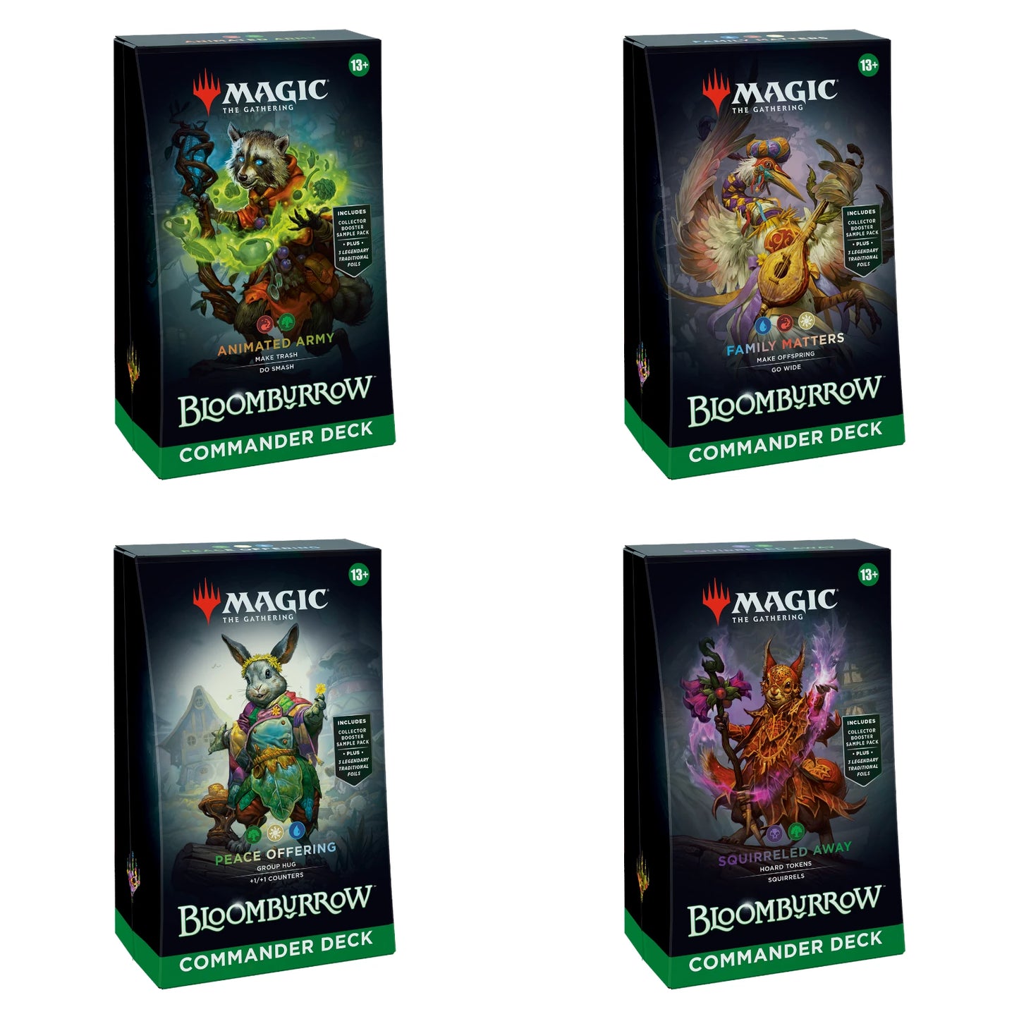 Bloomburrow Commander Deck Set (englisch, alle vier Decks)